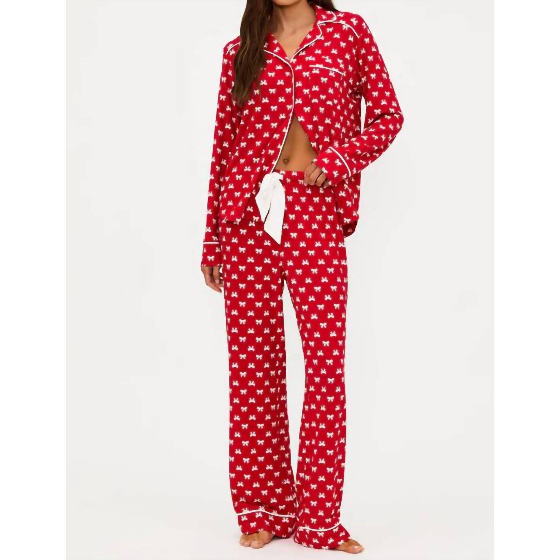 New Beach Riot Peppermint Bows Set In Red